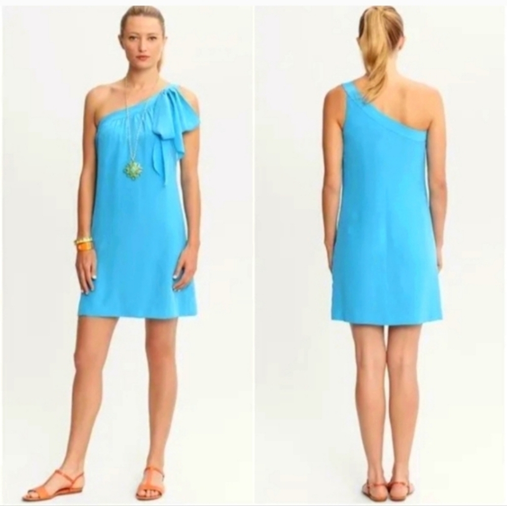 Banana Republic Trina Turk Silk One Shoulder Resort Vacation Cocktail Dress 12